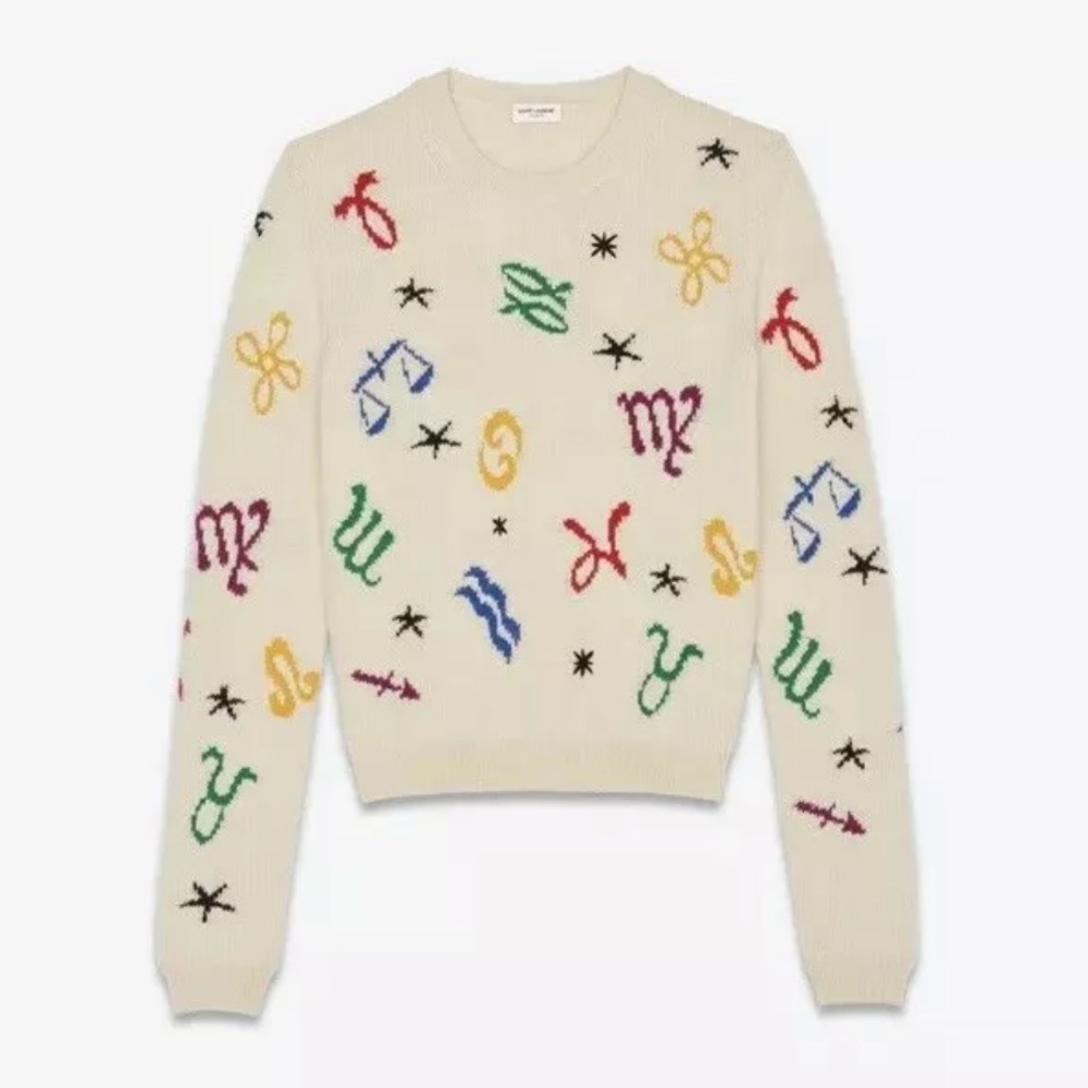 🚫SOLD Saint Laurent Zodiac Alpaca Sweater Cream - Picture 4 of 7